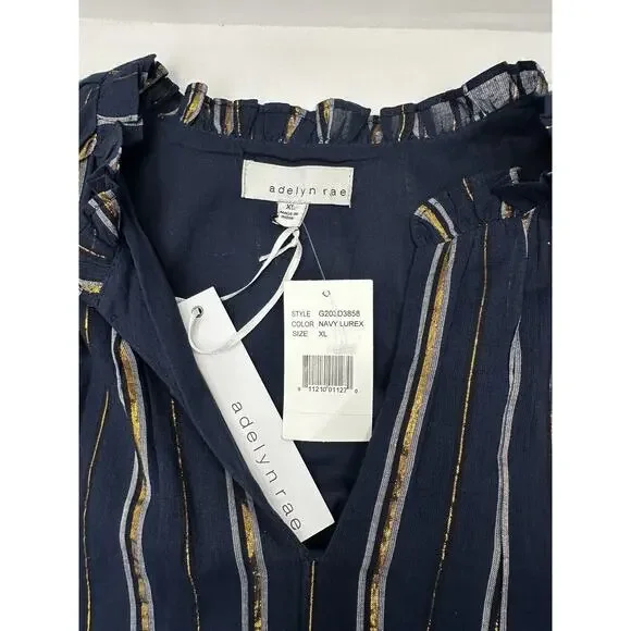 Adelyn Rae Boho Chic Nina Cotton Midi Dress Navy Blue Xlarge Classic With Pocket - Picture 10 of 12